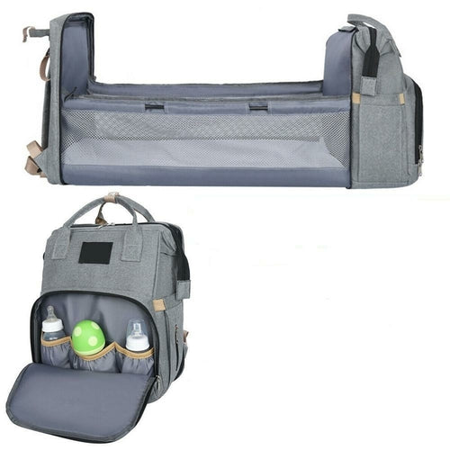 Convertible Diaper Bag Backpack With Portable Baby Bed