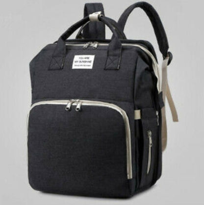 Convertible Diaper Bag Backpack With Portable Baby Bed